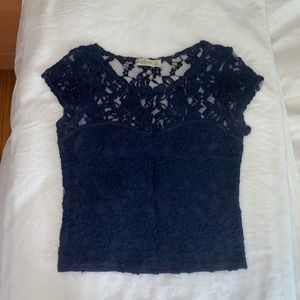 abercrombie & fitch navy lace short sleeve
